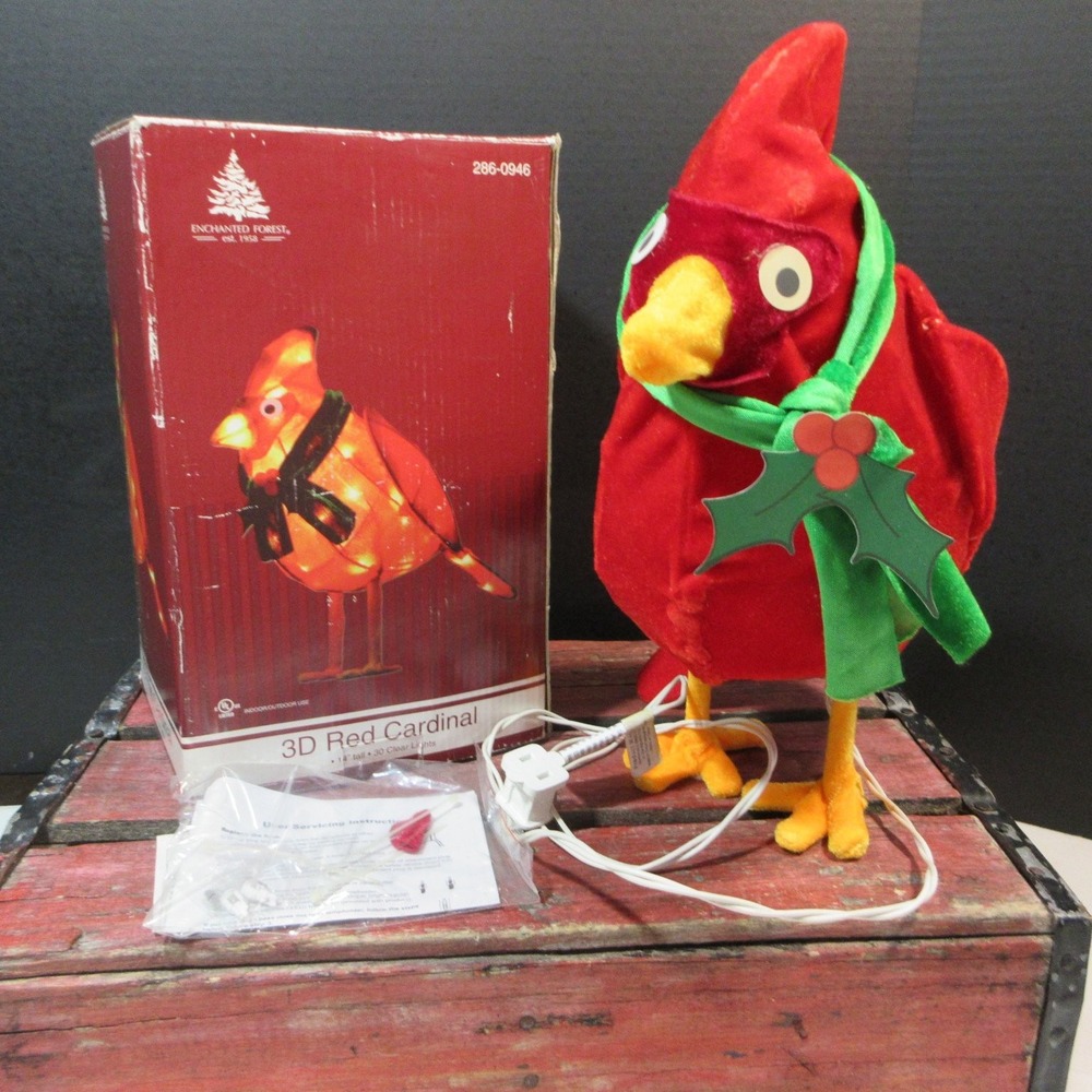 Enchanted Forest 3D Lighted Red Cardinal Bird Christmas Holiday Decor Prop New